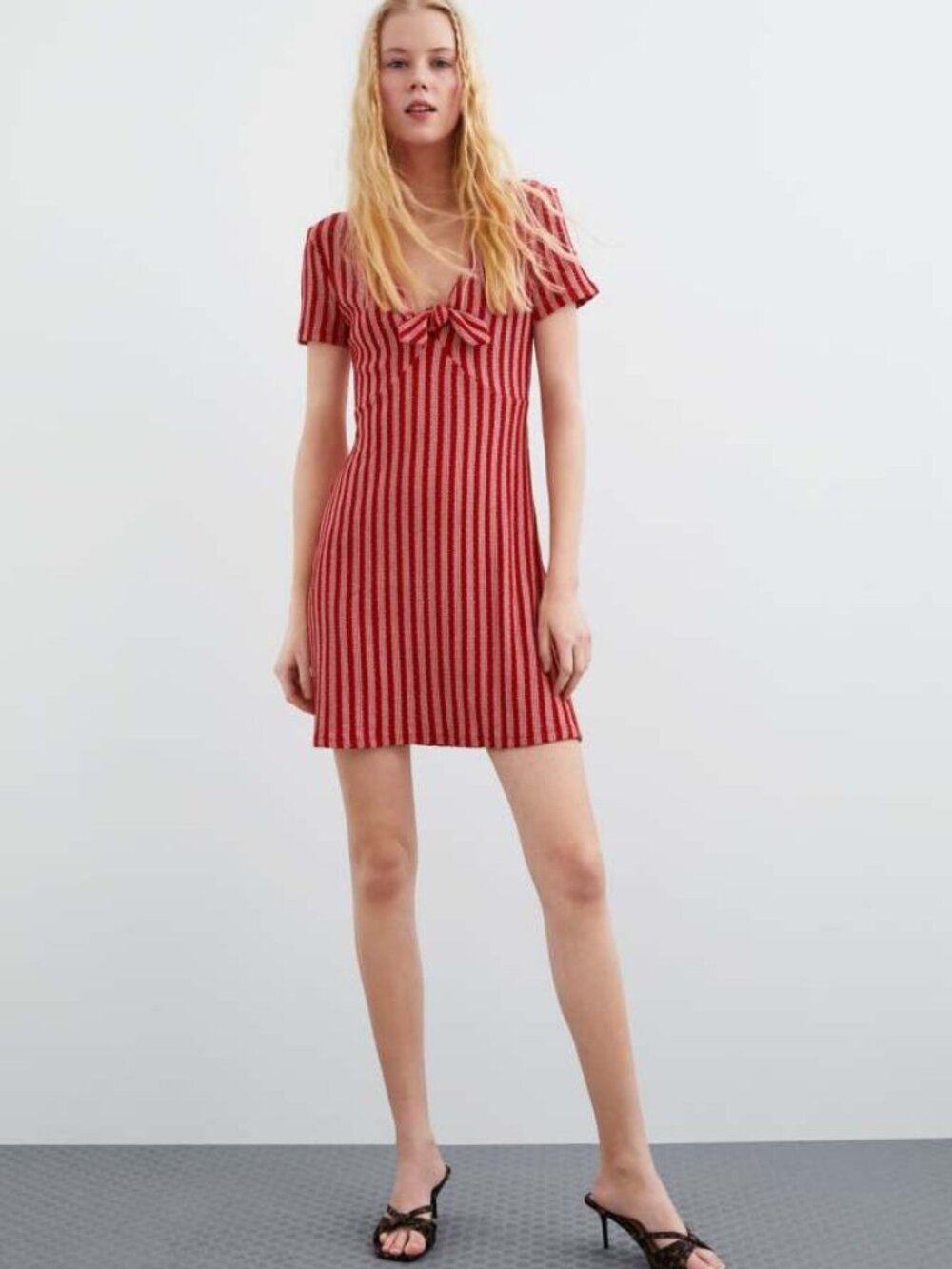 Zara Red Striped Sailor Flare Dress D15